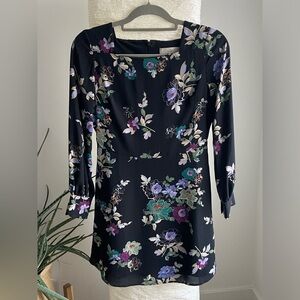 NWOT - LOFT Petite Square neck flare floral dress